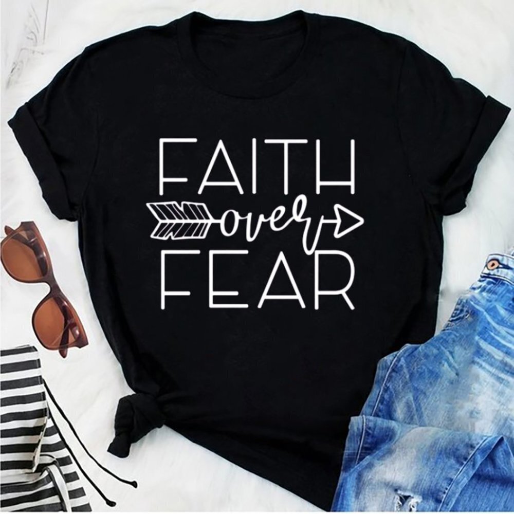 Faith Over Fear Christian Inspirational Minimal Quote T-Shirt